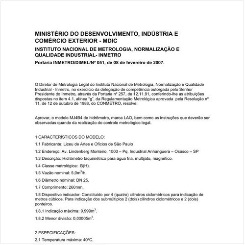 Portaria DIMEL/INMETRO 51:2007 - Situação: Revisto
