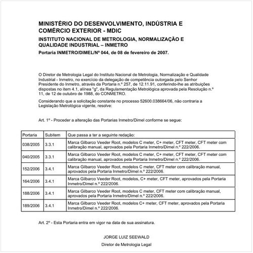Portaria DIMEL/INMETRO 44:2007 - Situação: Em vigor