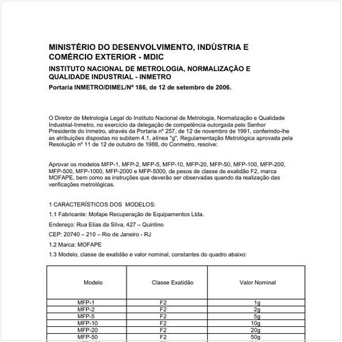 Portaria DIMEL/INMETRO 186:2006 - Situação: Revisto