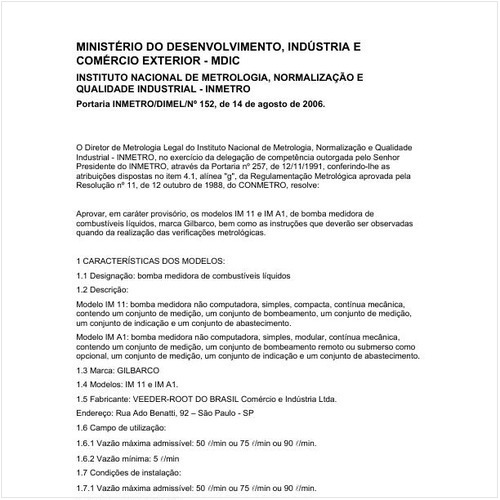 Portaria DIMEL/INMETRO 152:2006 - Situação: Revisto