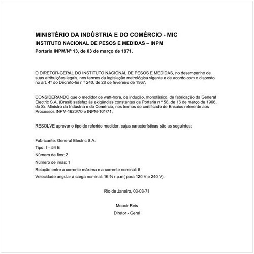 Portaria INPM/MIC 13:1971 - Situação: Em vigor
