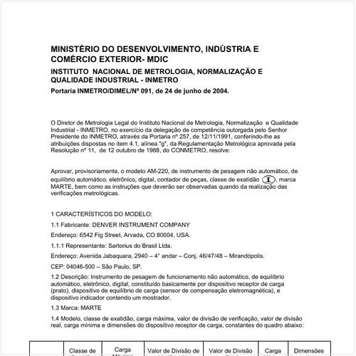Portaria DIMEL/INMETRO 91:2004 - Situação: Prazo de validade expirado