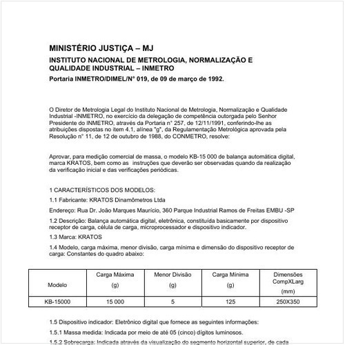 Portaria DIMEL/INMETRO 19:1992 - Situação: Em vigor