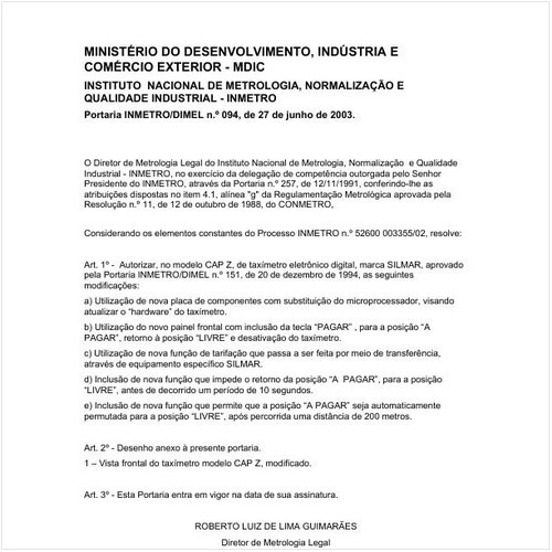 Portaria DIMEL/INMETRO 94:2003 - Situação: Revisto