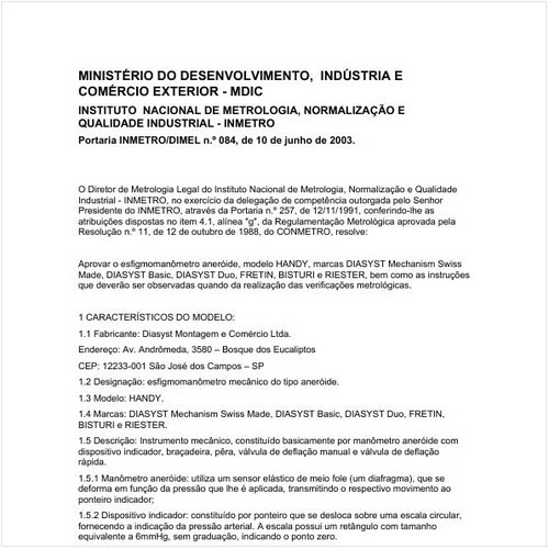 Portaria DIMEL/INMETRO 84:2003 - Situação: Revisto