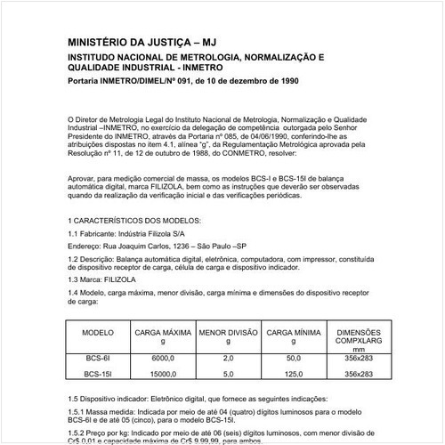 Portaria DIMEL/INMETRO 91:1990 - Situação: Revisto