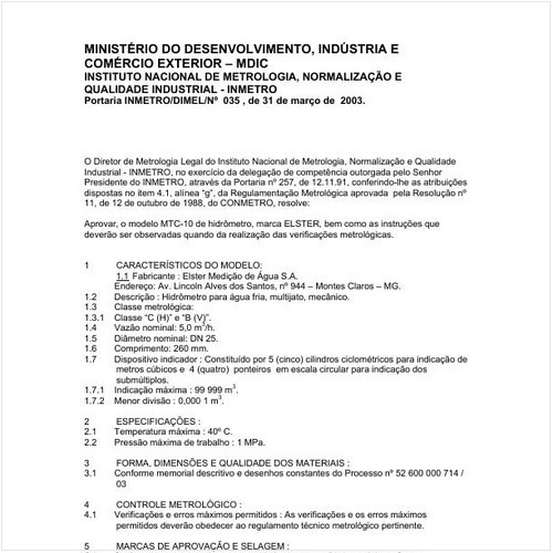 Portaria DIMEL/INMETRO 35:2003 - Situação: Revisto