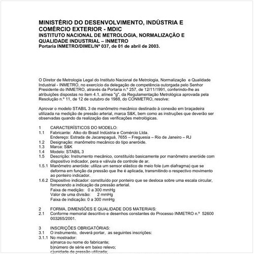 Portaria DIMEL/INMETRO 37:2003 - Situação: Em vigor