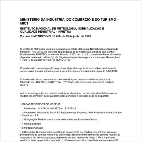 Portaria DIMEL/INMETRO 86:1995 - Situação: Revogado