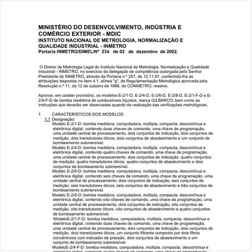 Portaria DIMEL/INMETRO 234:2002 - Situação: Revisto