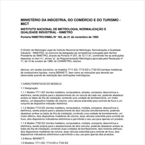 Portaria DIMEL/INMETRO 185:1995 - Situação: Em vigor