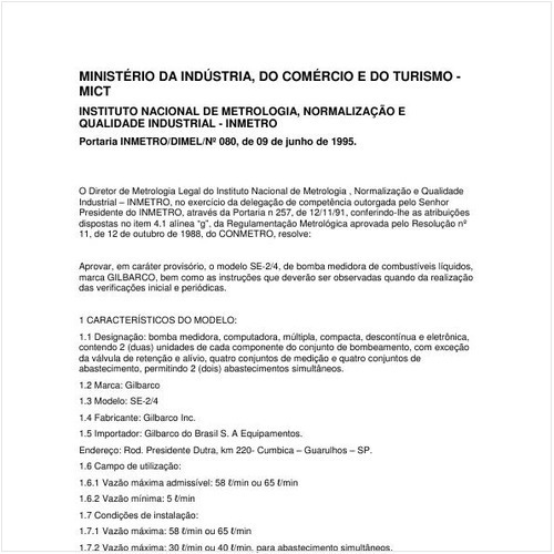 Portaria DIMEL/INMETRO 80:1995 - Situação: Revisto