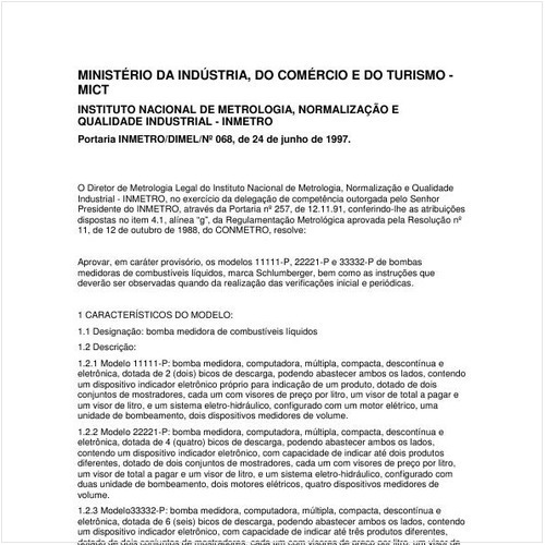 Portaria DIMEL/INMETRO 68:1997 - Situação: Em vigor
