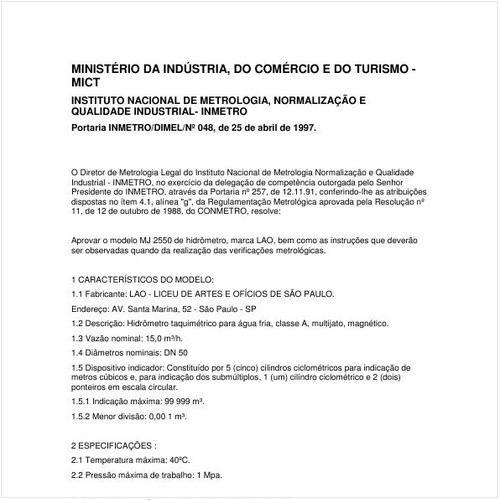 Portaria DIMEL/INMETRO 48:1997 - Situação: Revisto