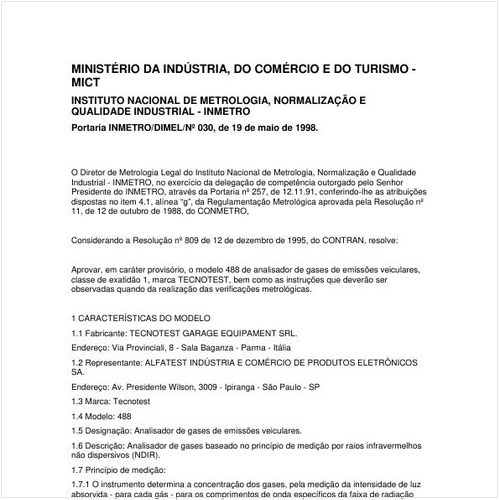 Portaria DIMEL/INMETRO 30:1998 - Situação: Revogado