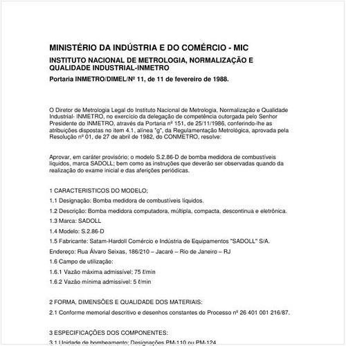 Portaria DIMEL/INMETRO 11:1988 - Situação: Revisto