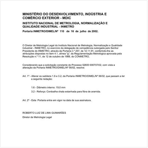 Portaria DIMEL/INMETRO 110:2002 - Situação: Em vigor