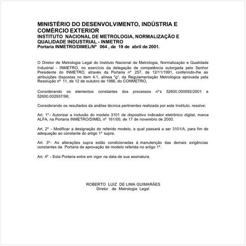Portaria DIMEL/INMETRO 64:2001 - Situação: Revisto