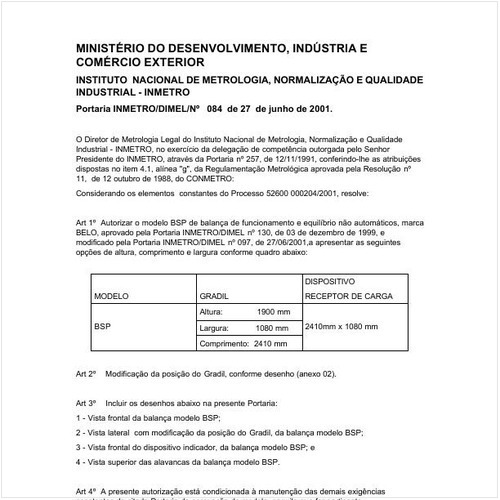Portaria DIMEL/INMETRO 84:2001 - Situação: Em vigor