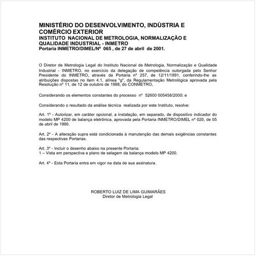Portaria DIMEL/INMETRO 65:2001 - Situação: Em vigor