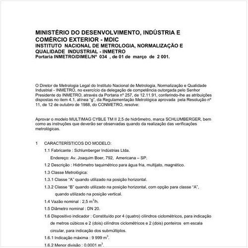 Portaria DIMEL/INMETRO 34:2001 - Situação: Revogado