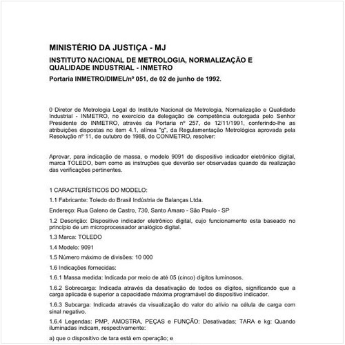 Portaria DIMEL/INMETRO 51:1992 - Situação: Revisto