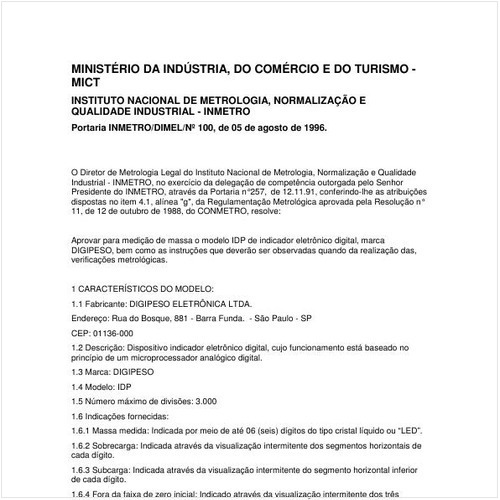Portaria DIMEL/INMETRO 100:1996 - Situação: Revisto