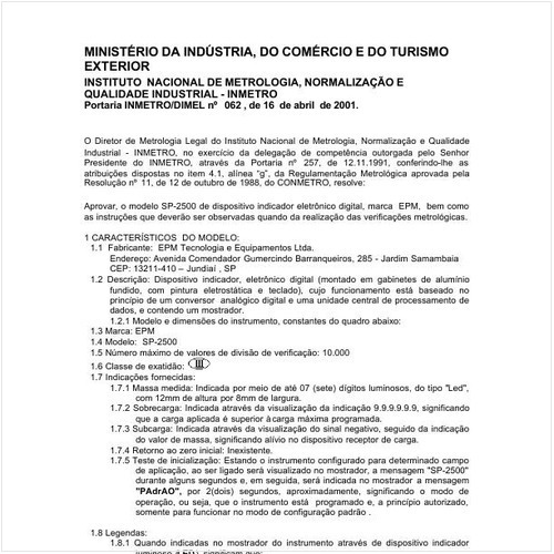 Portaria DIMEL/INMETRO 62:2001 - Situação: Revisto