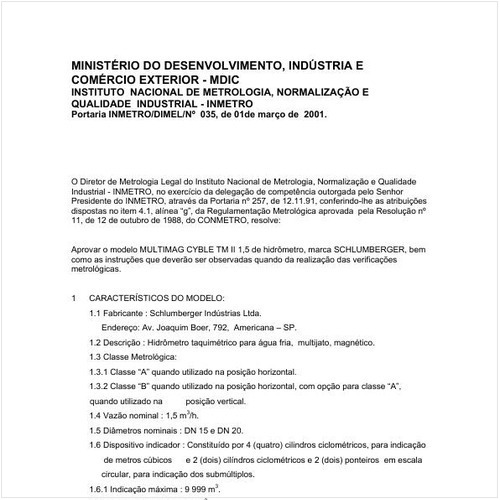 Portaria DIMEL/INMETRO 35:2001 - Situação: Revogado