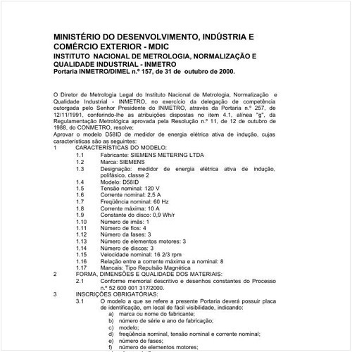 Portaria DIMEL/INMETRO 157:2000 - Situação: Revisto