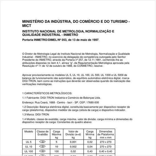 Portaria DIMEL/INMETRO 53:1997 - Situação: Revisto