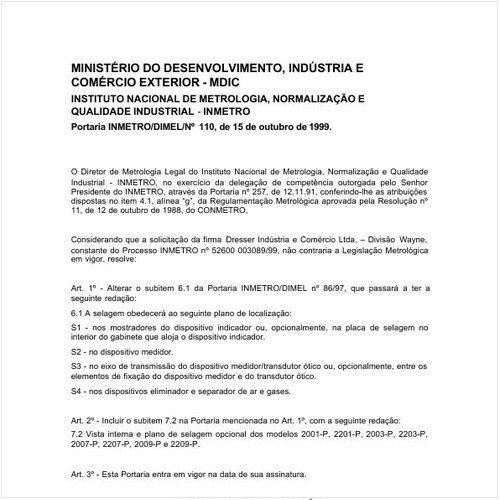 Portaria DIMEL/INMETRO 110:1999 - Situação: Revisto