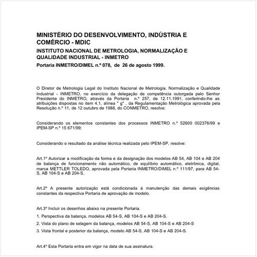 Portaria DIMEL/INMETRO 78:1999 - Situação: Revisto