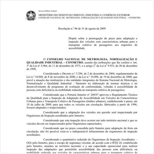 Resolução CONMETRO/MDIC 6:2009 - Situação: Em vigor