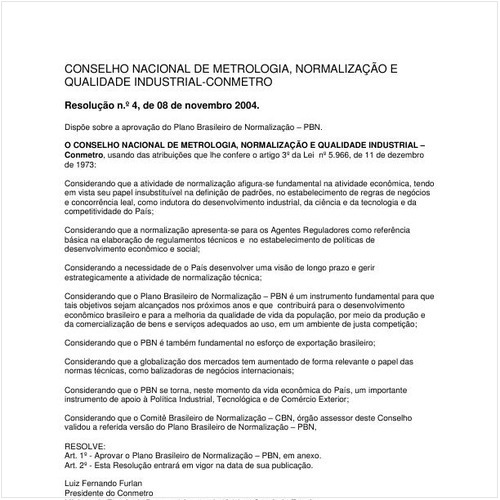 Resolução CONMETRO/MDIC 4:2004 - Situação: Revogado