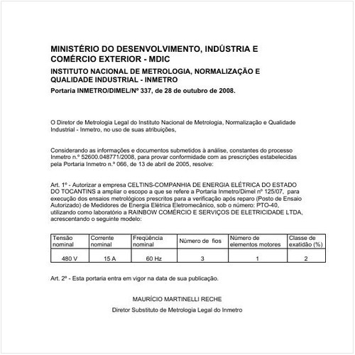 Portaria DIMEL/INMETRO 337:2008 - Situação: Revogado