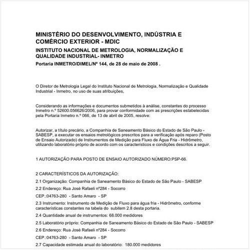 Portaria DIMEL/INMETRO 144:2008 - Situação: Revogado