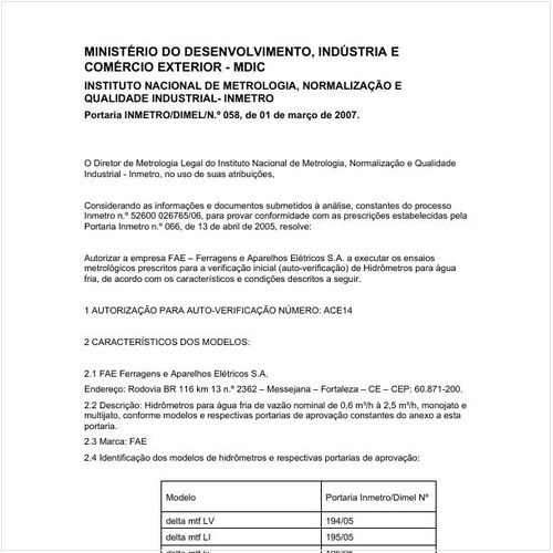 Portaria DIMEL/INMETRO 58:2007 - Situação: Revogado