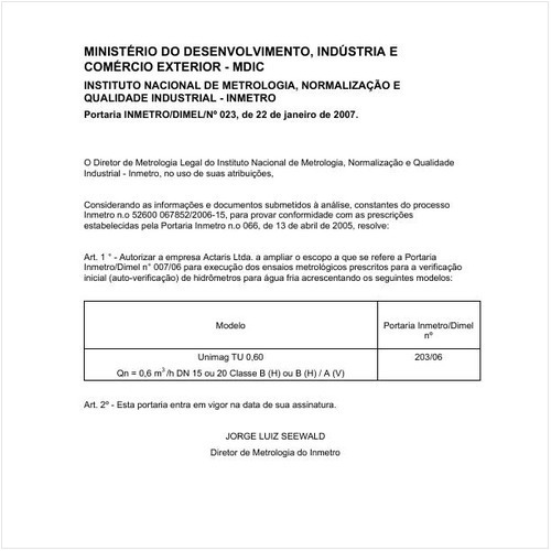 Portaria DIMEL/INMETRO 23:2007 - Situação: Revogado