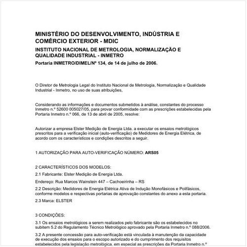Portaria DIMEL/INMETRO 134:2006 - Situação: Revogado