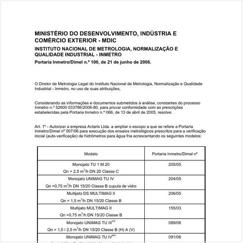 Portaria DIMEL/INMETRO 100:2006 - Situação: Revogado