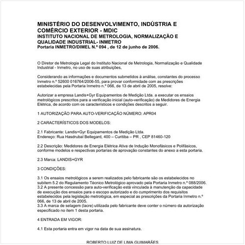Portaria DIMEL/INMETRO 94:2006 - Situação: Revogado