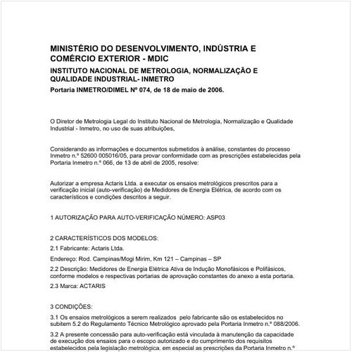 Portaria DIMEL/INMETRO 74:2006 - Situação: Revogado
