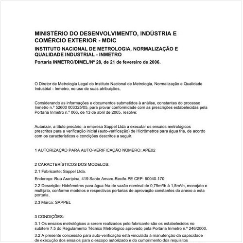 Portaria DIMEL/INMETRO 28:2006 - Situação: Revogado