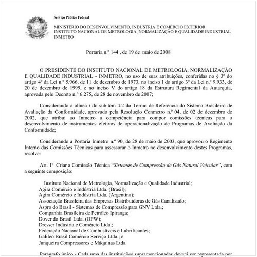 Portaria INMETRO/MDIC 144:2008 - Situação: Revogado