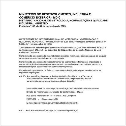 Portaria INMETRO/MDIC 185:2003 - Situação: Revisto