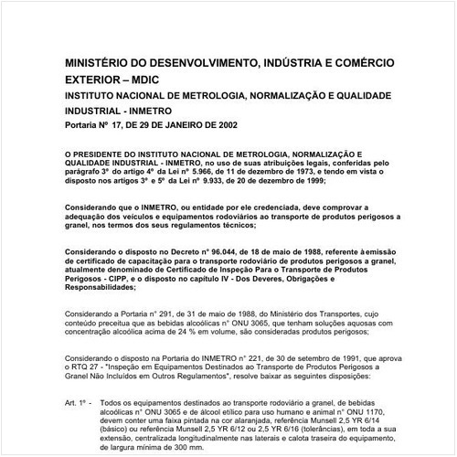 Portaria INMETRO/MDIC 17:2002 - Situação: Revogado