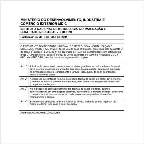 Portaria INMETRO/MDIC 95:2001 - Situação: Revogado