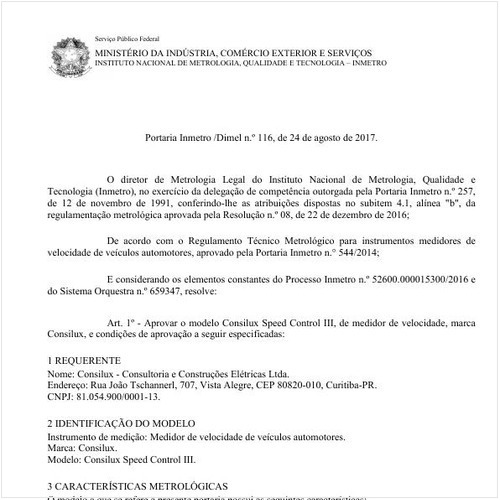 Portaria DIMEL/INMETRO 116:2017 - Situação: Revisto