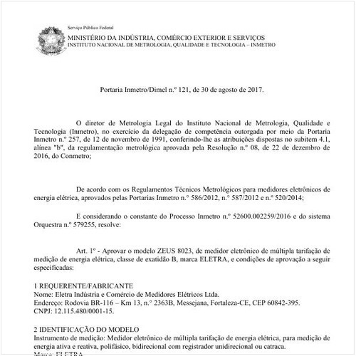 Portaria DIMEL/INMETRO 121:2017 - Situação: Revisto